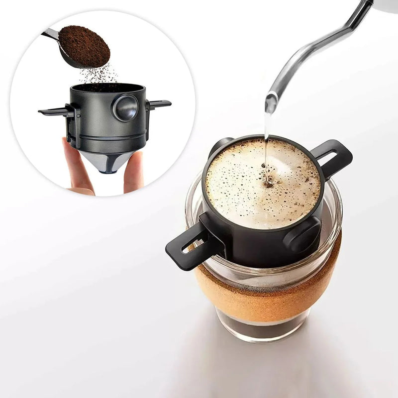 Mini Coador Portátil de Café Reutilizável em Aço Inox