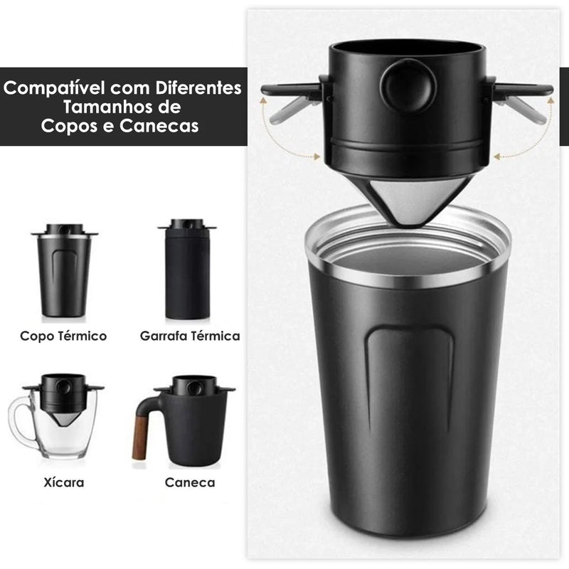 Mini Coador Portátil de Café Reutilizável em Aço Inox