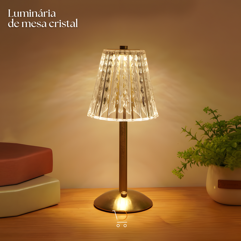 Luminária de Mesa Cristal Luxuosa