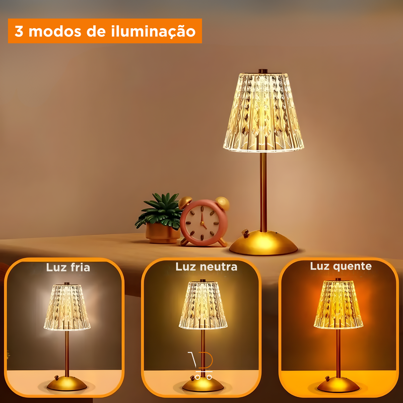 Luminária de Mesa Cristal Luxuosa