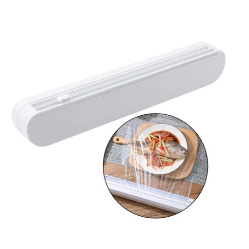 Cortador De Plástico Filme PVC Suporte Ajustável Dispensor  Plástico Filme Descartável Ventosa Aderente Selador Comida Cozinha Embalagem