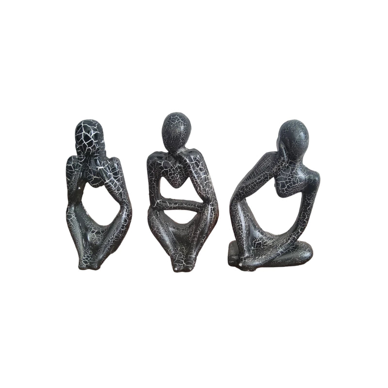 Trio de Estatuetas de Gesso para Decoração de Casa Escritório